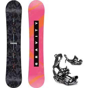 Snowboard Gravity snowboards Snowboard komplet Gravity Sirene 25/26 + vázání RAVEN Fastec FT360 Black Velikost: 156 cm, Velikost vázání: L