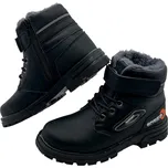 Fashion Chlapecké černé zimní boty na suchý zip 01 Barva: Černá, Velikost: 34