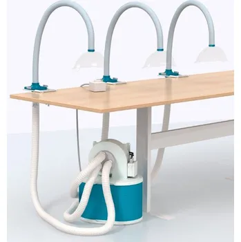 Odsávací ventilátor s filtrem, 3 odsávací ramena, vč. kulaté hubice a držáku ke stolu, typ AV 1500