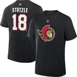 Fanatics Pánské tričko Ottawa Senators NHL Tim Stutzle #18 Authentic Stack Name & Number T-Shirt - Black Velikost: XXXL