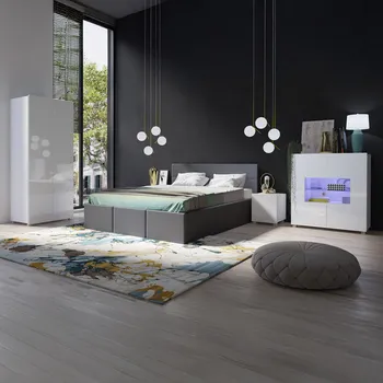 Ložnicová sestava GAB Sestava nábytku LORONA 19, Bílá/Grafit