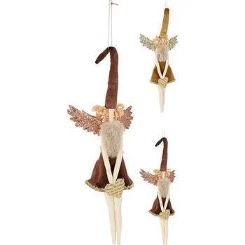 Vánoční dekorace Andílek v sukýnce se srdíčkem 30 cm (2 hnědé barvy)