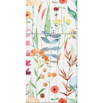 Papírový ubrousek Sáčky na příbory PAW AIRLAID 40x40 cm Watercolor Flowers, 25 ks/bal