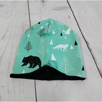 Čepice Yháček Šmoulí čepička Yháček, Lesní zvěř na mentolové Velikost:: XL