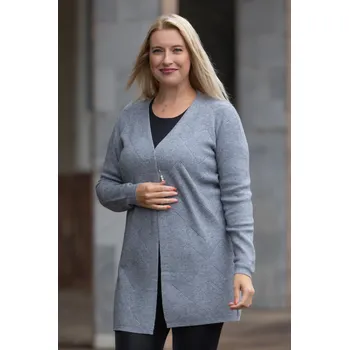 Dámský svetr F.J.J. Pletený kardigan UNICA [22600] Barva: Šedá, Velikost: M/L