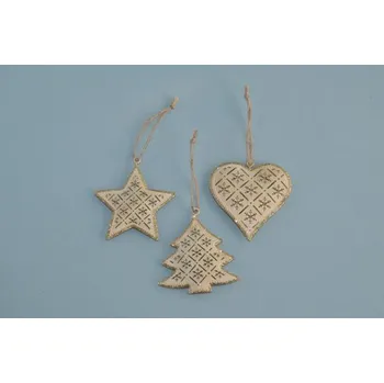 Vánoční dekorace BREITNER Dekorace závěsná - Vánoční motiv gliter 7 cm, mix / sada 6 ks