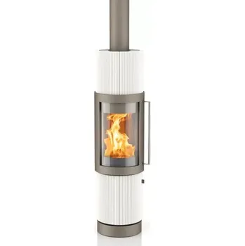 Krbová kamna Hase Elvas - Keramika strukturovaná svislá textura, titan, alabaster