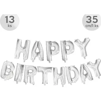 Balónek Junior Balón narozeninový Happy Birthday 35 cm/13 ks, stříbrný