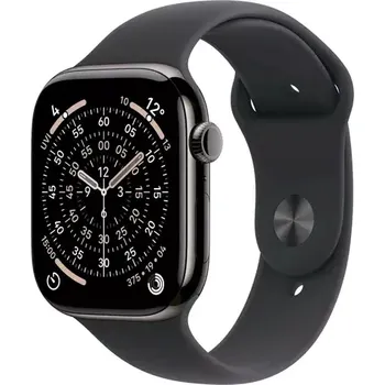 Chytré hodinky Apple Watch Series 11 GPS+Cellular 46mm Břidlicově šedé titanové tělo - Černý sportovní řemínek M/L (MFD24MP/A)
