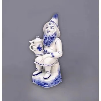Figurína Cibulák Trpaslík s korbelem Míťa 16cm Originál Český porcelán Dubí