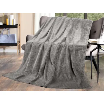 deka Flanelová deka Cashmere Dots 220x240 cm, šedá