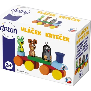 Dřevěná hračka Detoa Vlak Krtek dřevo 15cm v krabičce