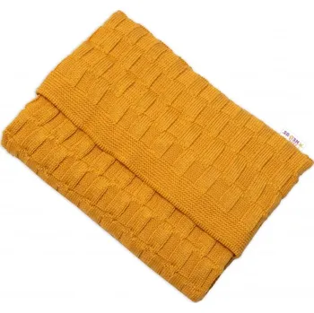 Dětská deka Luxusní bavlněná pletená deka, dečka CUBE, 80 x 100 cm - hořčicová