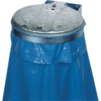 Odpadkový koš Držák na pytle na odpadky, zeď, pozink., ocelové víko
