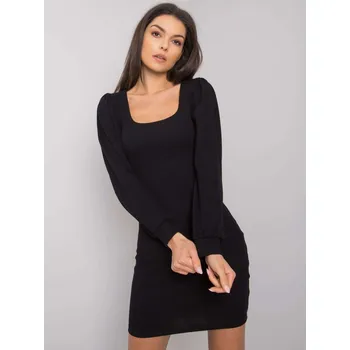 Dámské šaty Černé přiléhavé bavlněné šaty RV-