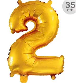 Balónek Junior Balón narozeninový 35 cm - číslo 2, zlatý