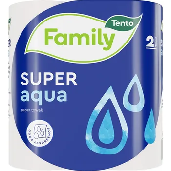 Papírový kapesník KATRIN Papírové utěrky Tento Family Super Aqua 2-vrstvé, 11 m, 2 ks/bal