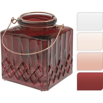 KOOPMAN Svícen skleněný na čajovou svíčku 10 cm, mix barev /1ks