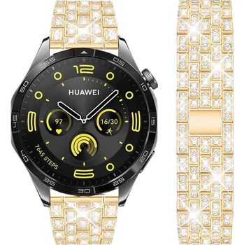 Ocelový článkový tah s kamínky řemínek 20mm pro Samsung / Huawei / Xiaomi / Garmin Barva: Zlatá