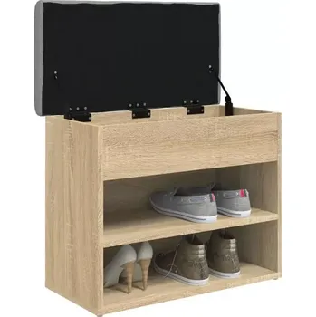 Botník Botník, dřevo, látka, dub sonoma, šedá, BOKSA