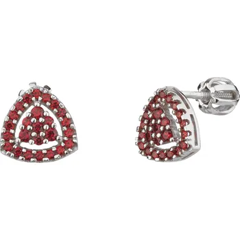 Náušnice Stříbrné náušnice s českým granátem, rhodiované - trojúhelník Zapínání: šroubek
