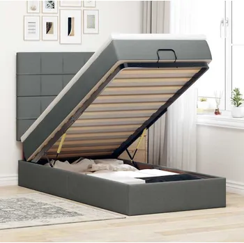 Ložnice vidaXL Osmanský rám postele s matrací 80x200cm textil [3313112] Barva: Tmavě šedá