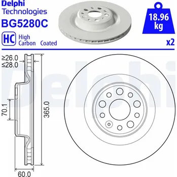 Brzdový kotouč Brzdový kotouč DELPHI BG5280C