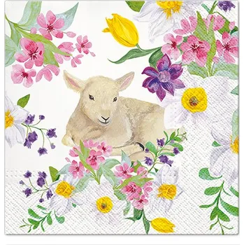 Papírový kapesník Paw Ubrousky TaT 33x33cm Lamb in Flowers