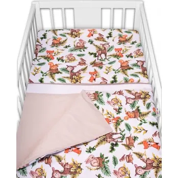 Dětsný nábytek Baby Nellys 3-dílná sada Mantinel s povlečením, Baby Friends, bílé/béžové, 135x100 cm