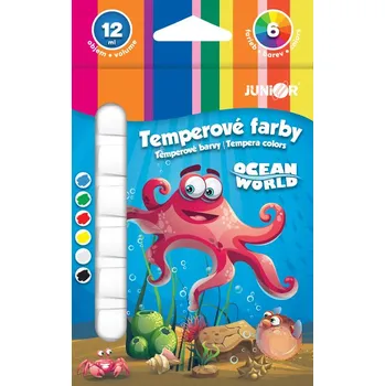 Vodová barva Junior Barvy temperové Ocean World 12 ml, sada 6 ks