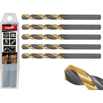 Příslušenství k vrtačce Vrták do kovu HSS TiN, DIN 338, 8,5mm, 5ks, TVARDY, Geko T02085