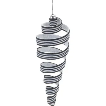 Vánoce KOOPMAN Vánoční ozdoby - látkové černo / bílé spirály 15 cm, set 2ks