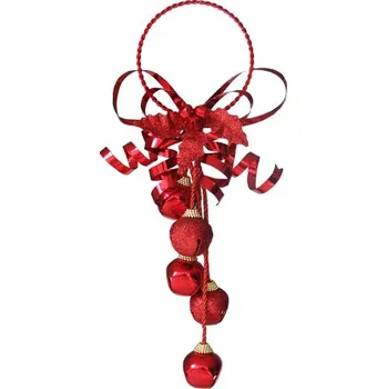 Vánoční dekorace Vánoční dekorace závěsná, Rolnička červeno stříbrná 28 cm, 1ks