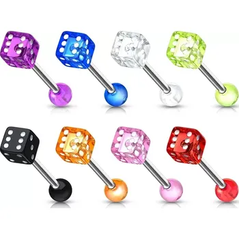 Piercing Hrací kostka piercing do jazyka (Různé barvy)