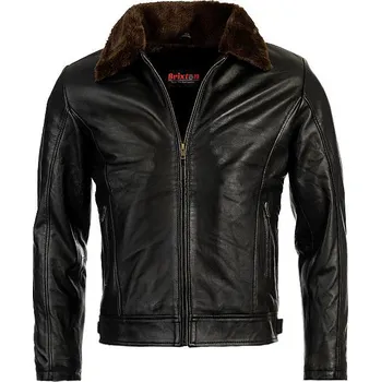 Pánský bomber BrixtonBest Kožená Bunda Furry Cavani Brixton Černá 6XL