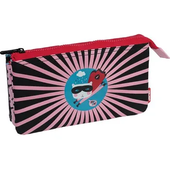 Penál Pouzdro na tužky MILAN Super Heroes - 5 kapesní, růžové