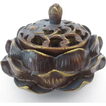 Vonná tyčinka Mani Bhadra Mani Bhadra Stojánek na vonné tyčinky a kužely Lotos (hnědo zlatý)