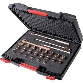 Klíč Sada nástrčných klíčů s ráčnou 1/2", 27 dílů, 10-32 mm, z bronzu, nejiskřivé, do Ex prostředí