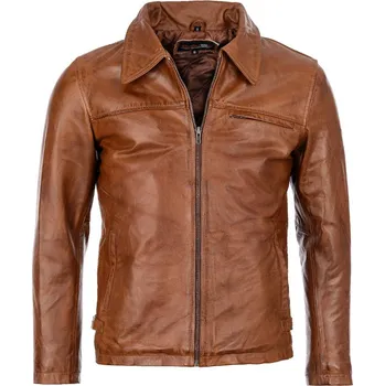 Pánská casual bunda Pánská Kožená Bunda Jasper Short Alonzo Brixton Hnědá Velikost: 4XL