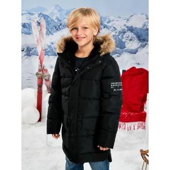 Chlapecká bunda Sinsay - Zateplená bunda s kapucí - černá - 466FC-99X - 466FC-99X-152