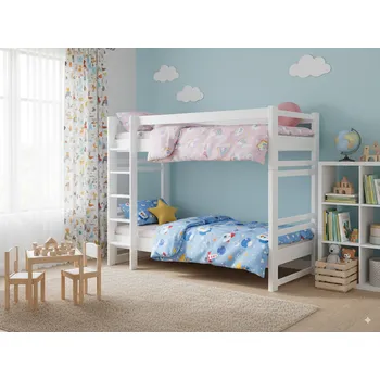 Dětská postel Buková patrová postel Lucas 90x200 Rozměr: 90x200, Moření: Bílá krycí barva