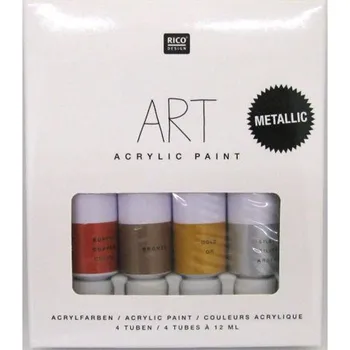 Speciální výtvarná barva RICO DESIGN RI sada akrylových barev Metallic 4x12 ml