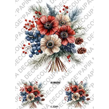 Umělecký papír Rýžový a soft papír na decoupage - Kytice - KB3241 Materiál: Soft, Rozměr: A4