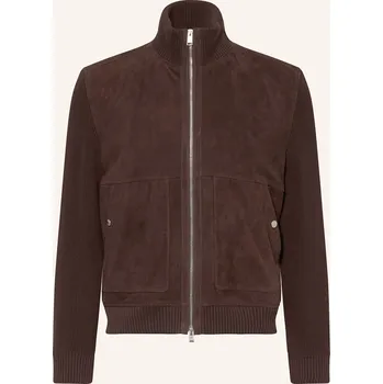 Pánský kabát Boss Pánský Kožený Blouson Maparo Ze Směsi Materiálů, tmavě...