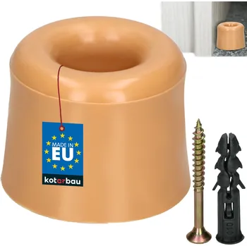 Doraz dveří chrání stěny, nábytek i dveřní křídlo před poškozením při otevírání. Zabraňuje stopám od klik, odlupování barvy a prasklinám ve zdi. Jednoduché a funkční řešení pro ochranu interiéru. - béžová \ 1 ks.