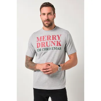 Pánské tričko JP1880, Plus size Tričko JP1880, vánoční, krátké rukávy, vánoční potisk na hrudi, do 8XL pro plnoštíhlé nadměrná velikost, 843065123-1907, šedý, 8XL, Plus size oblečení, Oblečení pro vysoké muže, Nadměrné velikosti, Oblečení pro plnoštíhlé.