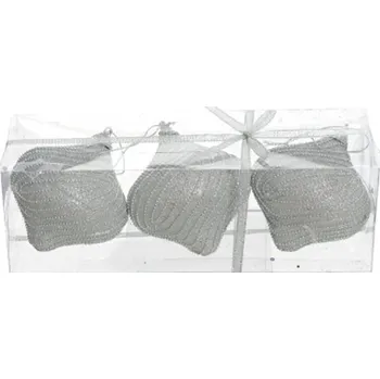 Vánoční dekorace JUMI Vánoční ozdoby - PS stříbrné - s korálky 9 cm, sada 3ks