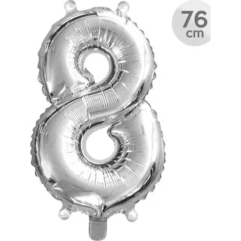 Balónek Junior Balón narozeninový 76 cm - číslo 8, stříbrný