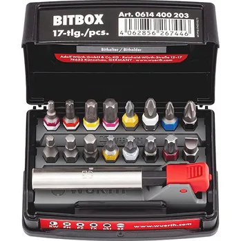 Příslušenství k nářadí WÜRTH Sada bitů, C 6,3 (1/4) s držákem bitů, 17 ks