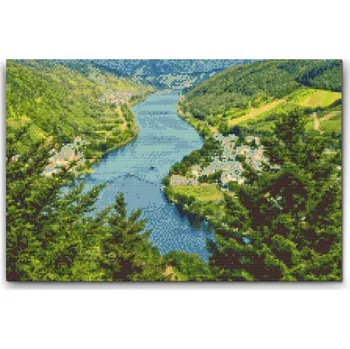 Diamantové malování Diamantové malování - Údolí Mosel - Německo Velikost: 40x60cm, Rámování: Pouze srolované plátno, Diamanty: Kulaté